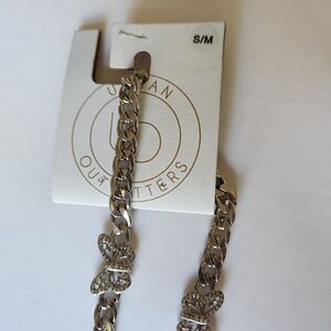 Urban Outfitters Silver Chain Belt with Butterfly Accents